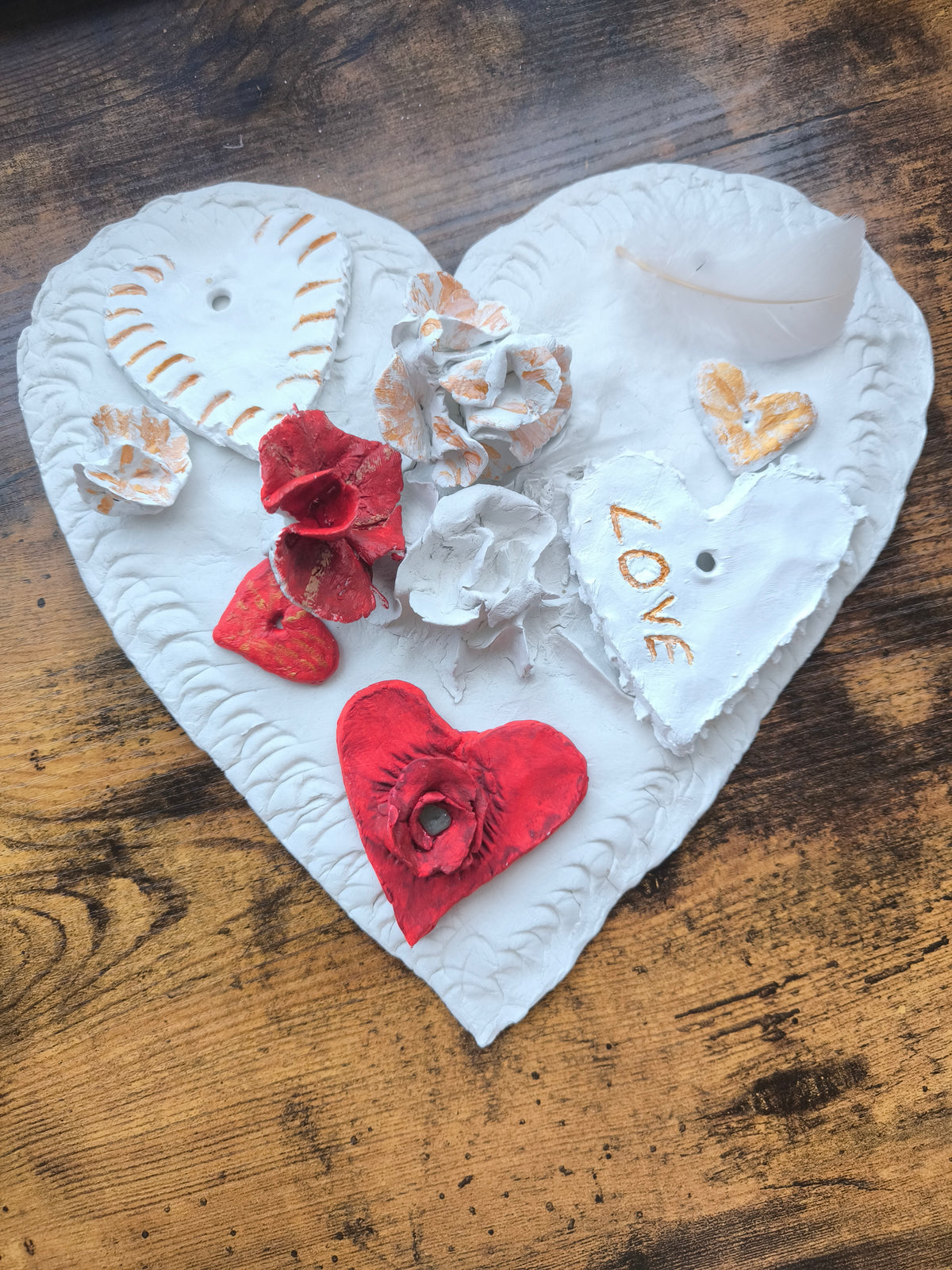Clay Heart with Aquamarine Stone